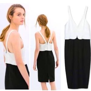 Zara black and white midi dress